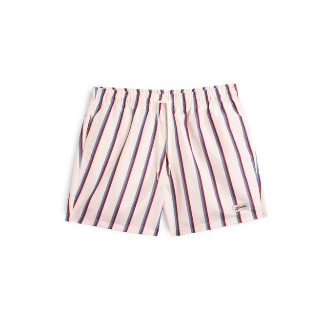 Swim Trunk in Red & Blue Fine Stripe