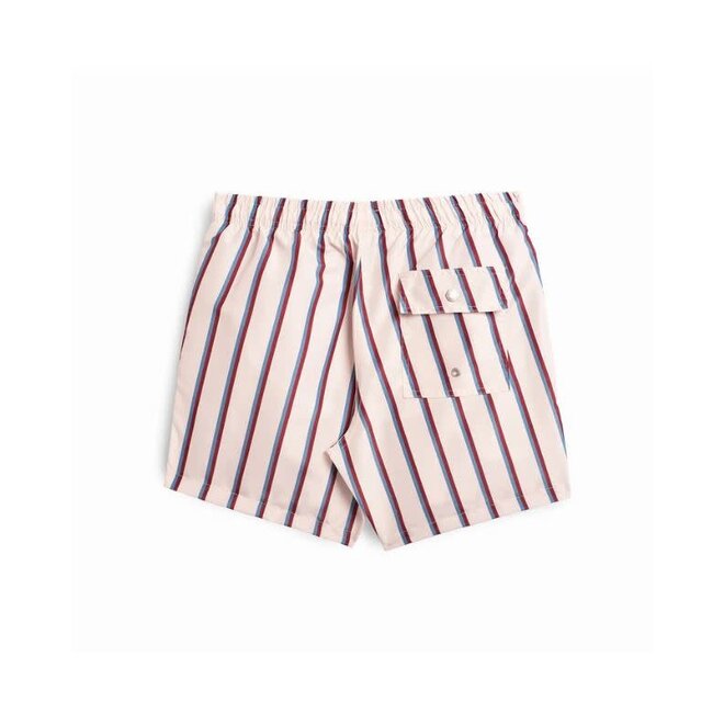 Swim Trunk in Red & Blue Fine Stripe