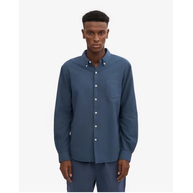 Organic Button Down Shirt in Petrol Blue
