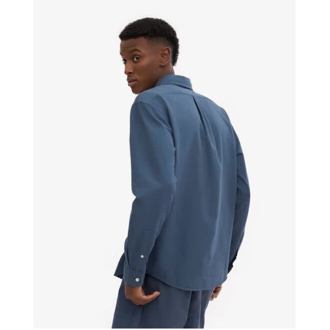 Organic Button Down Shirt in Petrol Blue
