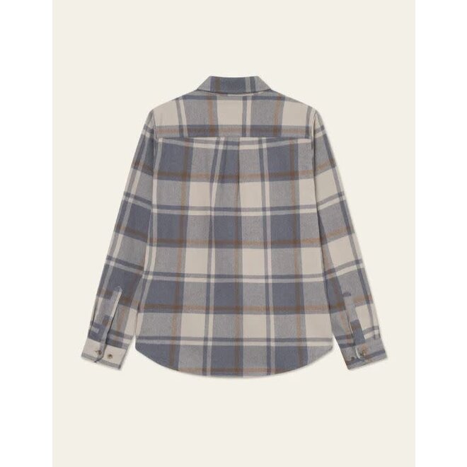 Jeremy Check Flannel Shirt in Grey Melange
