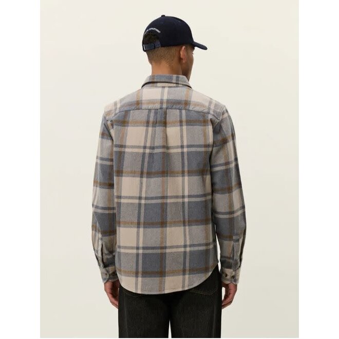 Jeremy Check Flannel Shirt in Grey Melange