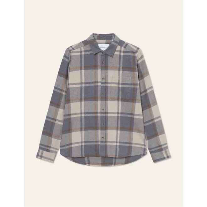 Jeremy Check Flannel Shirt in Grey Melange