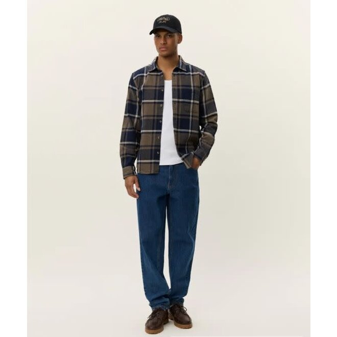 Jeremy Check Flannel Shirt in Dark Navy