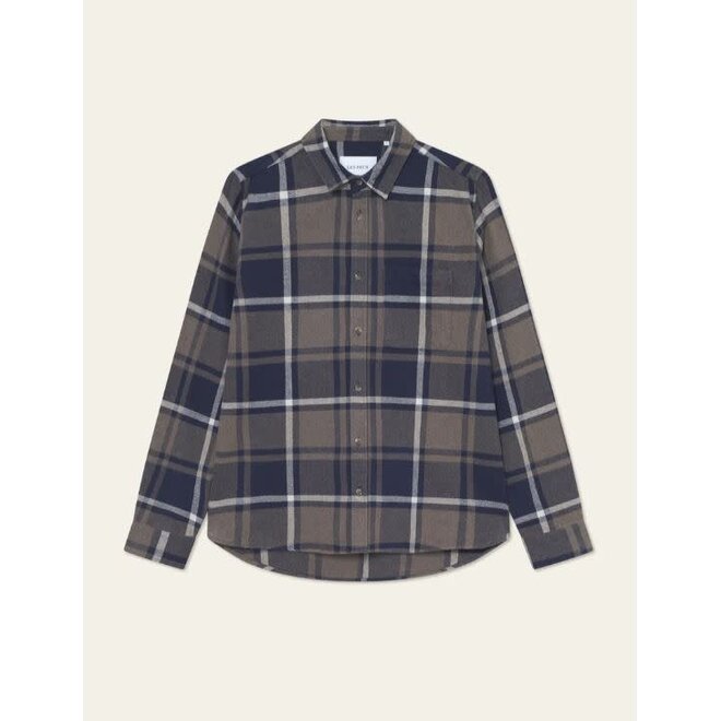 Jeremy Check Flannel Shirt in Dark Navy