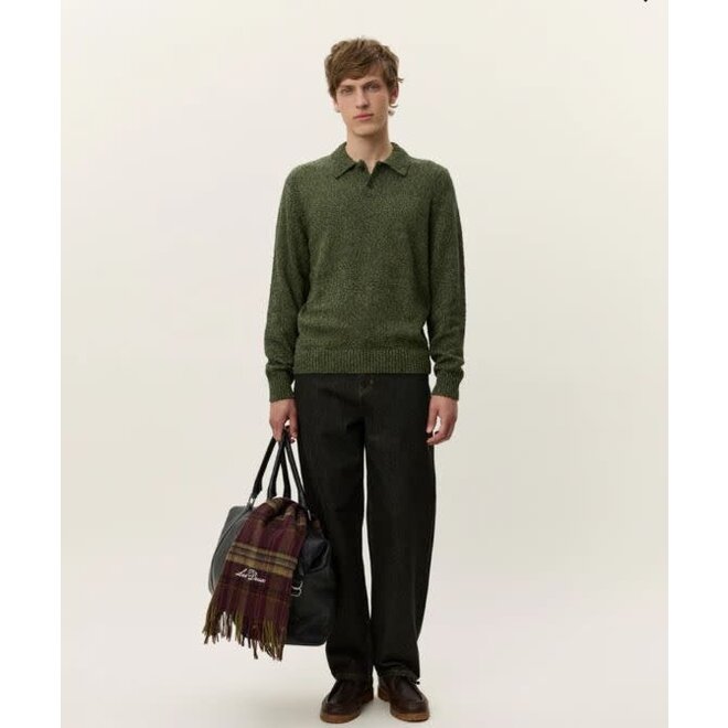 Billy Mouliné Knitted Polo in Woodbine