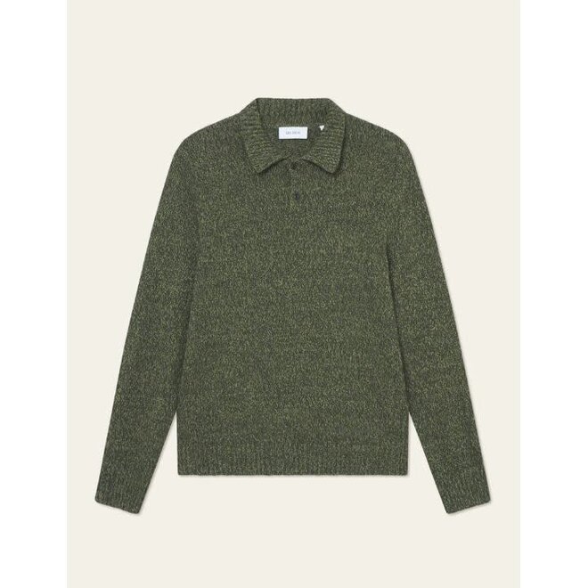 Billy Mouliné Knitted Polo in Woodbine