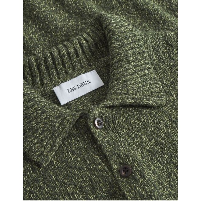 Billy Mouliné Knitted Polo in Woodbine