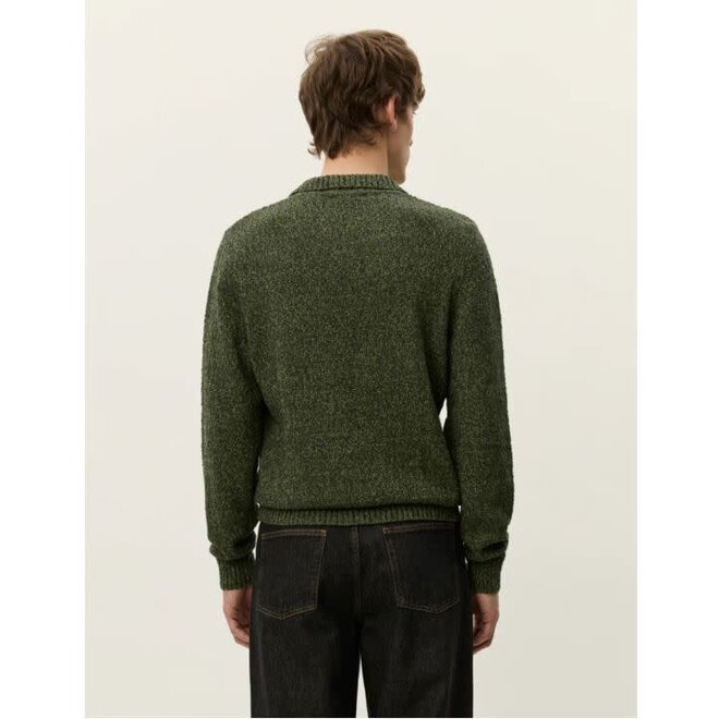 Billy Mouliné Knitted Polo in Woodbine