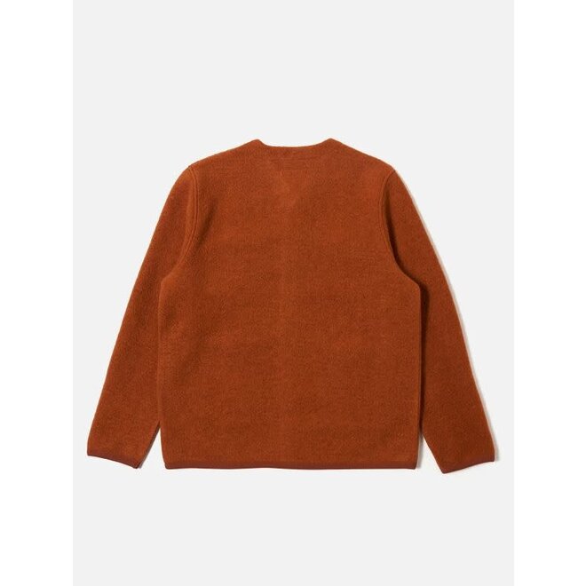 Wool Fleece Cardigan in Rust