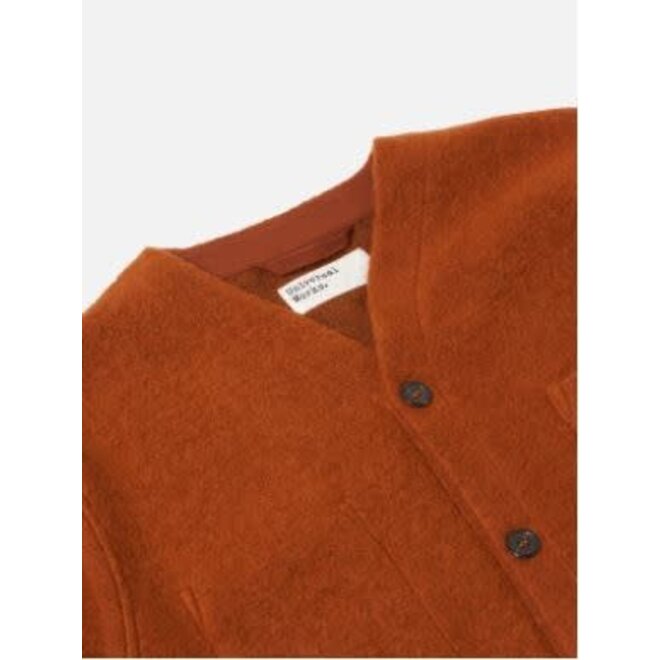 Wool Fleece Cardigan in Rust