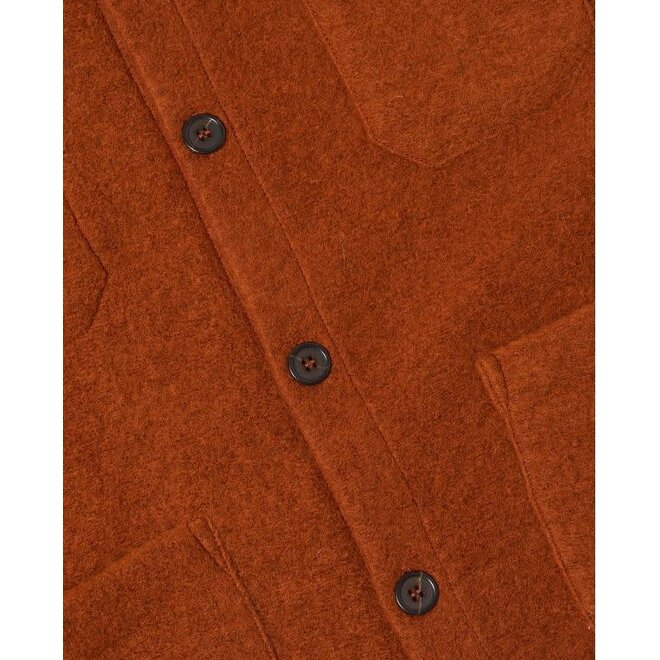 Wool Fleece Cardigan in Rust
