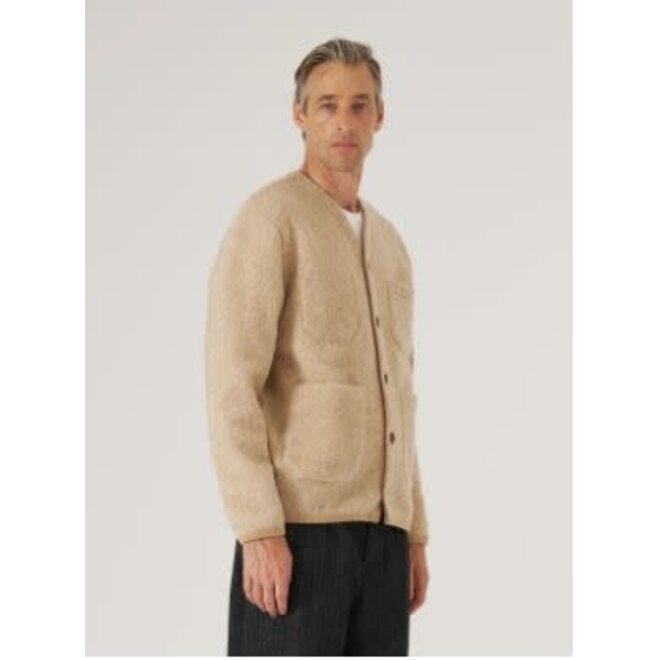 Wool Fleece Cardigan in Fawn