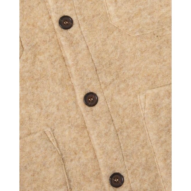 Wool Fleece Cardigan in Fawn