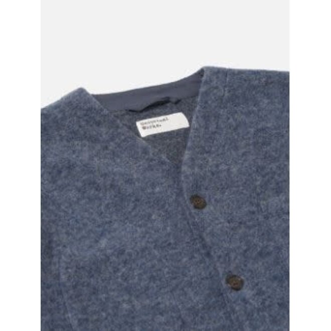 Wool Fleece Cardigan in Slate Blue