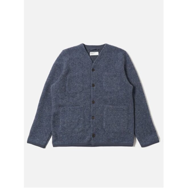 Wool Fleece Cardigan in Slate Blue