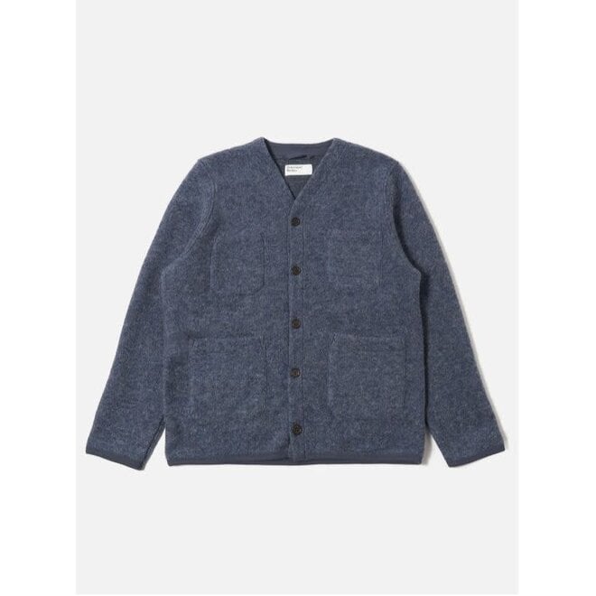 Wool Fleece Cardigan in Slate Blue