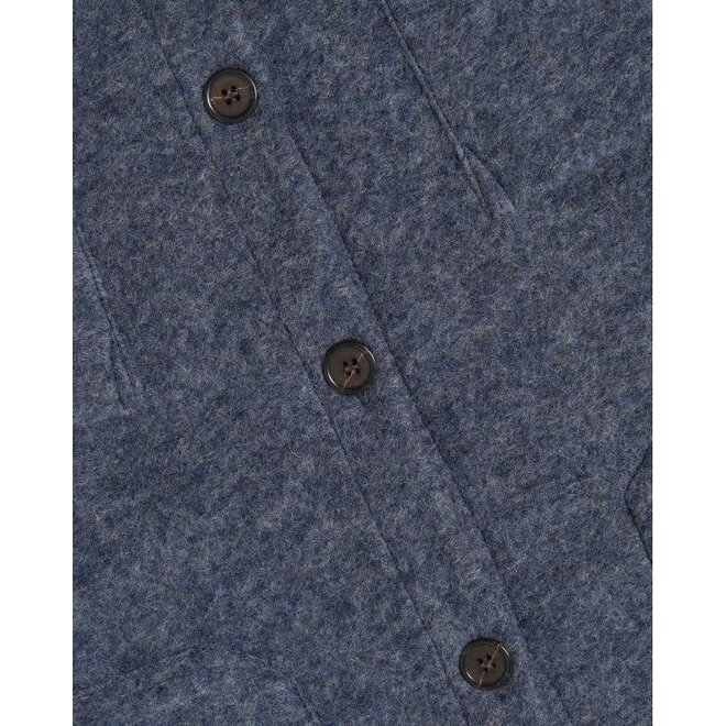 Wool Fleece Cardigan in Slate Blue
