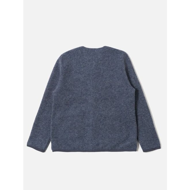 Wool Fleece Cardigan in Slate Blue