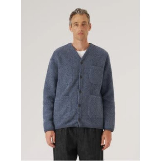 Wool Fleece Cardigan in Slate Blue