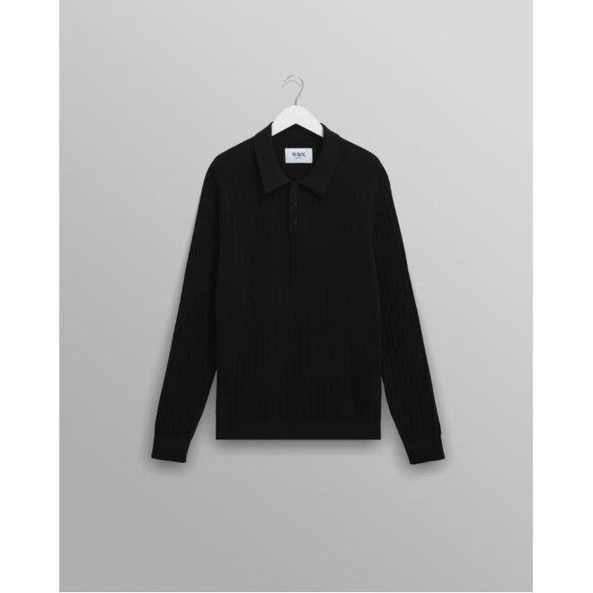 トップス OLDJOE&CO Linen Black Knit polo OLDJOE&CO Linen Black Knit polo
