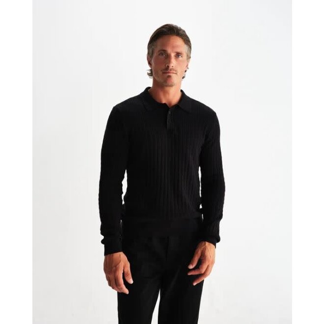 Oban Knitted Polo in Black