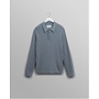 Oban Knitted Polo in Grey Blue