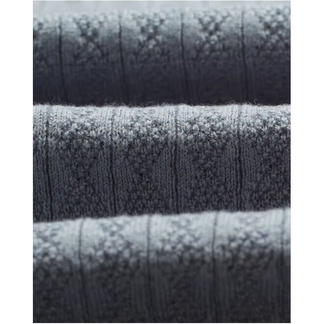 Oban Knitted Polo in Grey Blue
