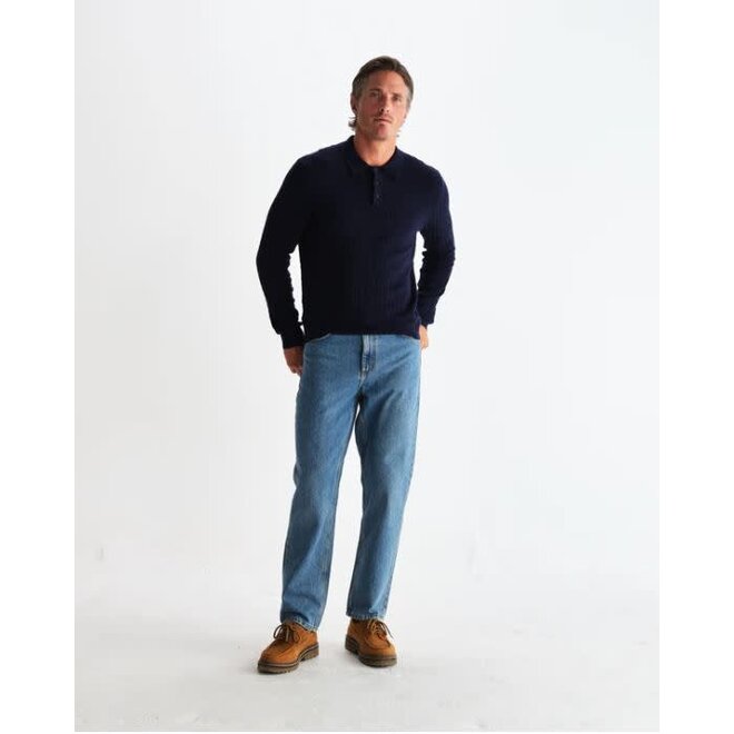 Oban Knitted Polo in Navy