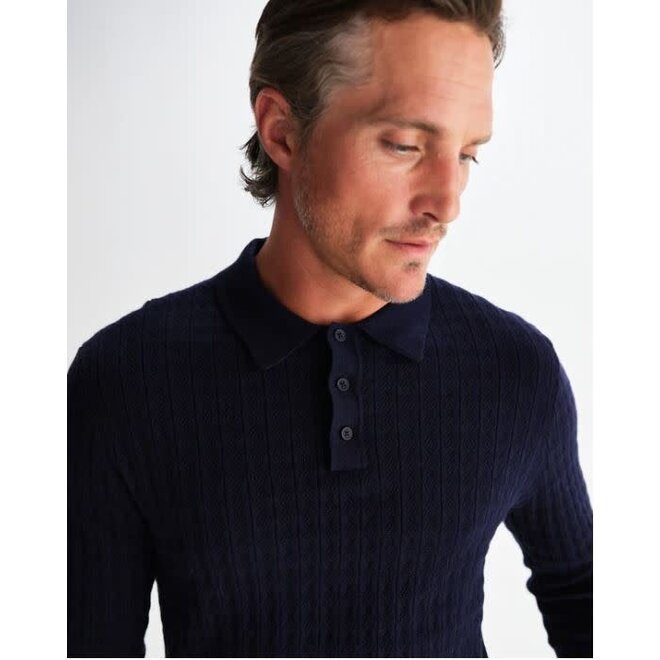Oban Knitted Polo in Navy