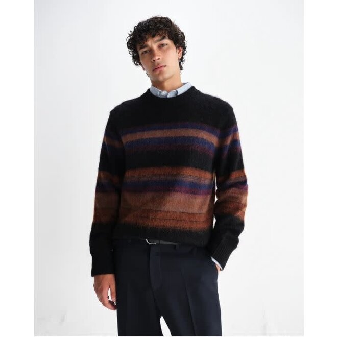 Wilde Wool Crewneck Jumper in Black/Dark Multicolour