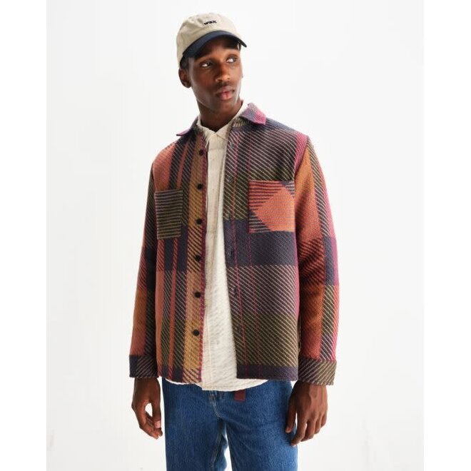 Whiting Overshirt in Orange/Multi Check