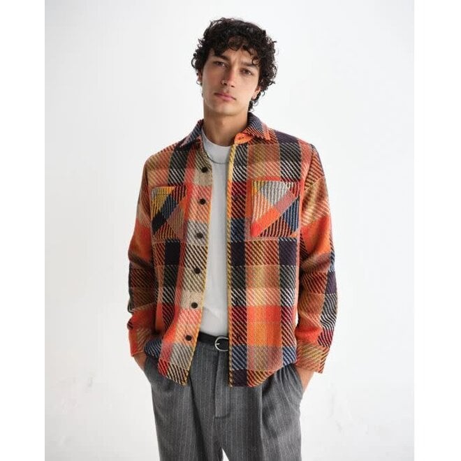 Whiting Overshirt in Orange Check