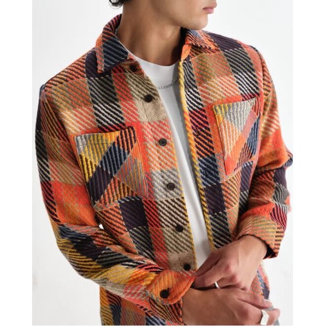 Whiting Overshirt in Orange Check