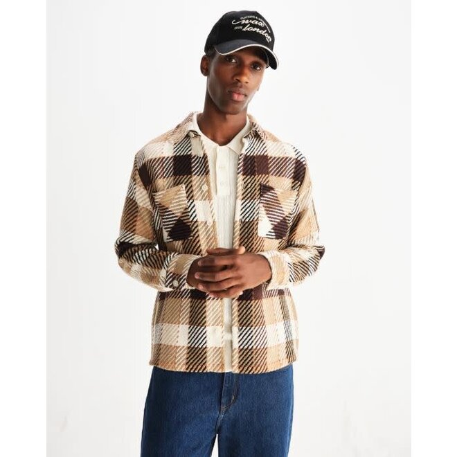 Whiting Overshirt in Natural/Brown Check