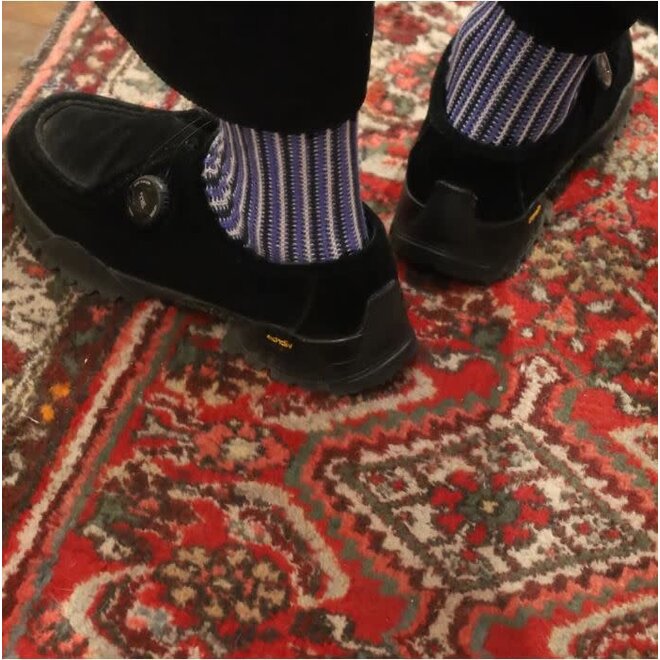 Jacquard Stripe Crew in Black