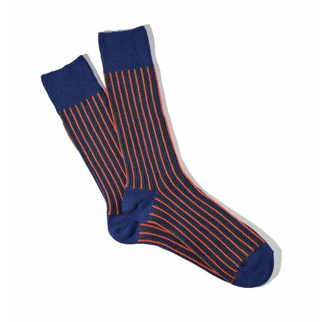 Jacquard Stripe Crew in Navy