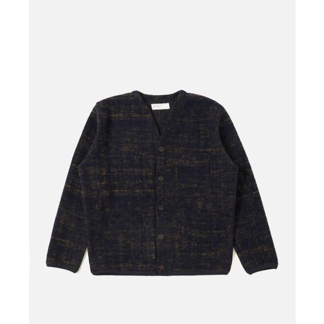 Cardigan in Navy Marble Fleece