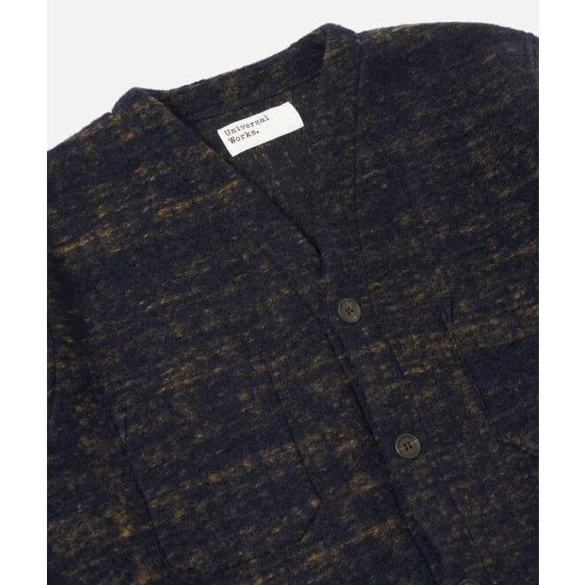 Cardigan in Navy Marble Fleece