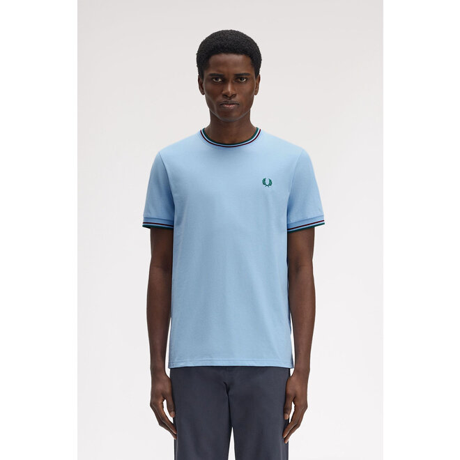 Twin Tipped T-Shirt in Track Blue/Burnt Red/Sport Green