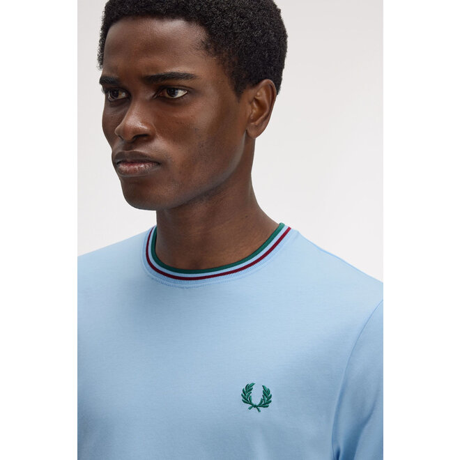 Twin Tipped T-Shirt in Track Blue/Burnt Red/Sport Green