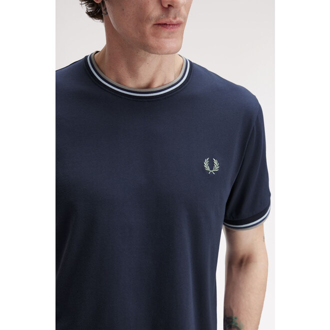 Twin Tipped T-Shirt in Dark Airforce/Light Ice/Bay Leaf