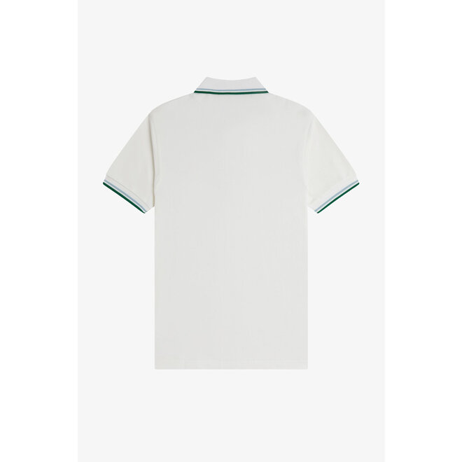 Twin Tipped Fred Perry Shirt in Snow White/Track Blue/Sport Green