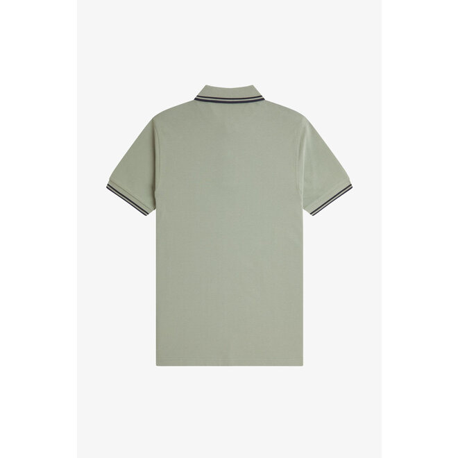 Twin Tipped Fred Perry Shirt in Bay Leaf/Dark Airforce/Tennis Blue
