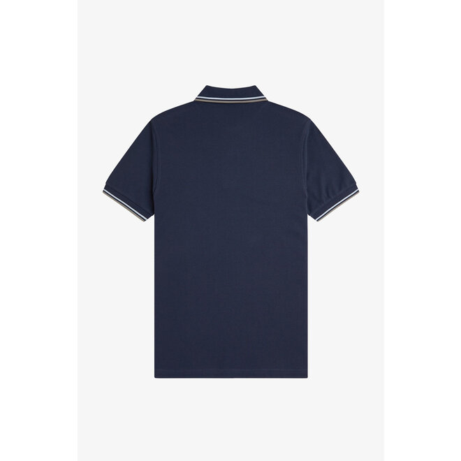 Twin Tipped Fred Perry Shirt in Dark Airforce/Light Ice/Bay Leaf