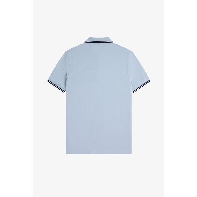 Twin Tipped Fred Perry Shirt in Light Smoke/Navy
