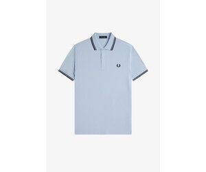 Twin Tipped Fred Perry Shirt in Light Smoke/Navy - Eastwood