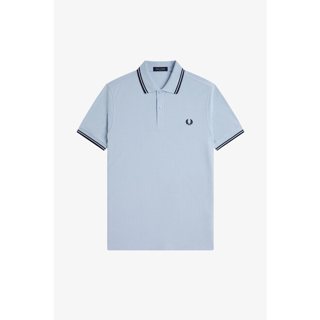 Twin Tipped Fred Perry Shirt in Light Smoke/Navy