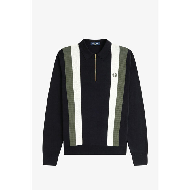 Multi Texture Knitted LS Shirt in Black