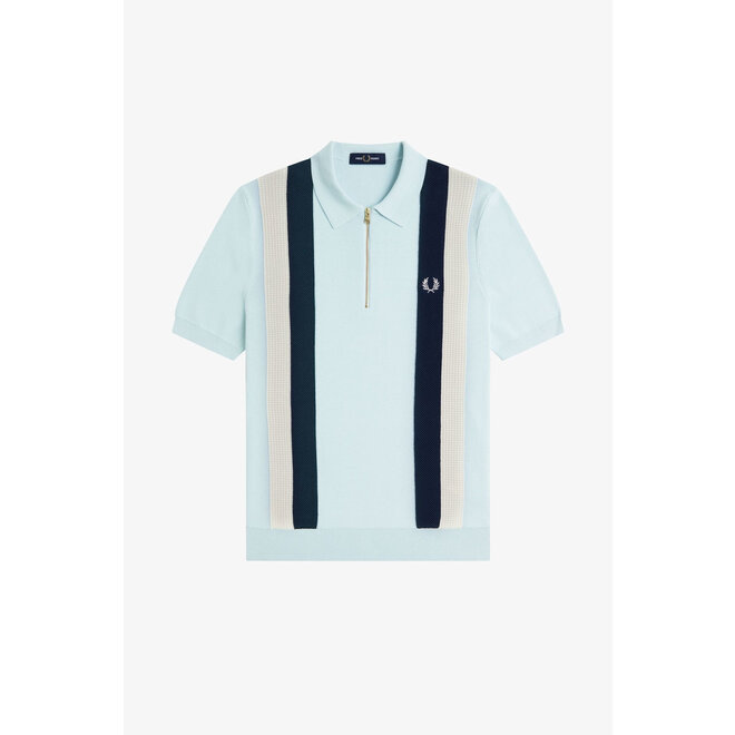 Multi Texture Knitted Shirt in Light Ice